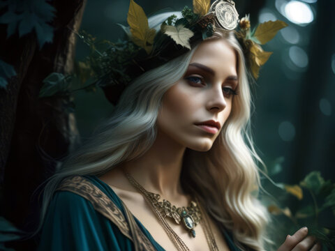 Gorgeous Elf Maiden in the style of darkly romantic
