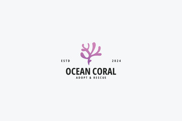 modern ocean coral logo design vector illustration with gradient color, elegant and minimalist styles. creative symbol ocean coral symbol logo vector design background