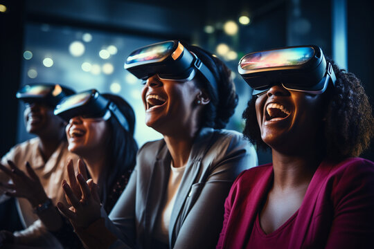 A Diverse Group Of People Engaged In A Virtual Reality Meeting, Representing The Global Connectivity Made Possible Through Technology