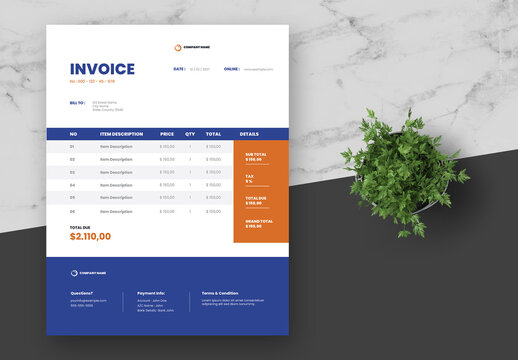 Blue Orange Invoice