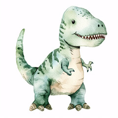 Fototapeta premium Tyrannosaurus Dinosaur Cartoon Character Watercolor Handmade Style Illustration Clipart