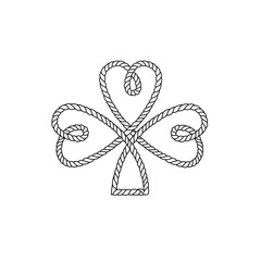 Hand drawn four leaf clover, hand drawn rope clover vector