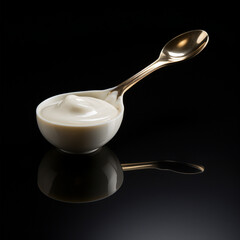 spoon with thick thermostatic yogurt created with Generative Ai