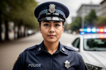 Obraz premium police officer, uniform, authentic expression, street patrol