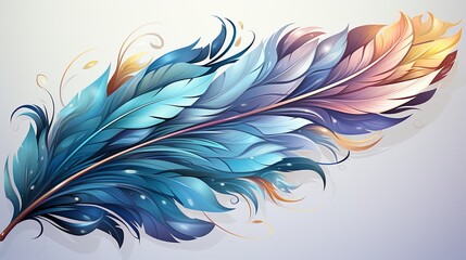 watercolor feather isolated. - obrazy, fototapety, plakaty