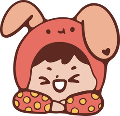 Easter kids rabbit cartoon cute festive art card 