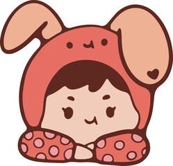 Easter kids rabbit cartoon cute festive art card 