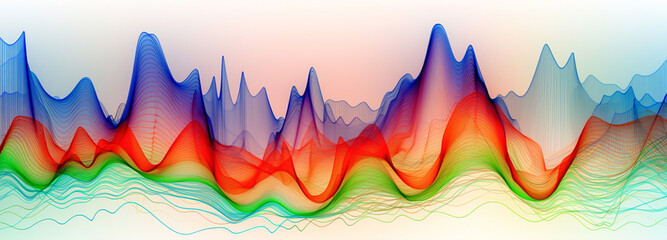 Sound wave of different colors, neon wave banner, generative AI