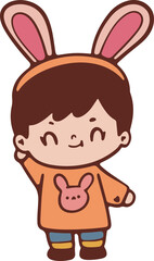 Obraz premium Easter kids rabbit cartoon cute festive art card 