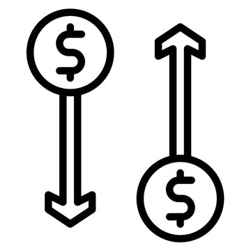 Increase and Decrease in Rate icon vector image. Can be used for Trading.