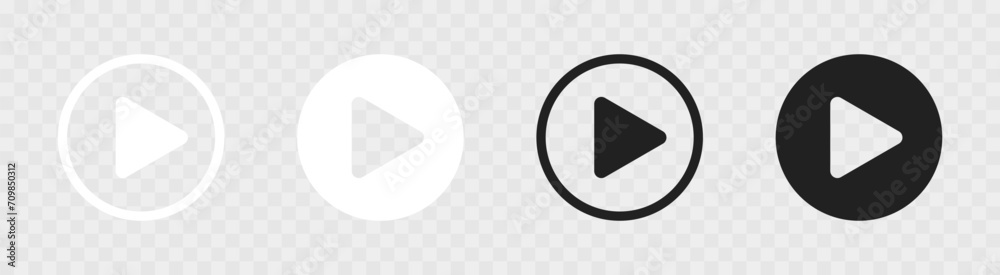 Wall mural set of play buttons icons. play buttons. video audio player button vector illustration.
