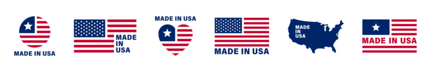 American product labels. Made in USA. Production stickers
