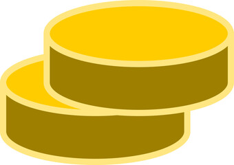 Currency Stacked Gold Coin Money Round Circle Symbol Icon with 3D Style Shadow Effect. Vector Image.