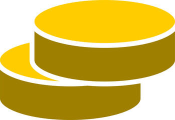Currency Stacked Gold Coin Money Round Circle Symbol Icon with 3D Style Shadow Effect. Vector Image.