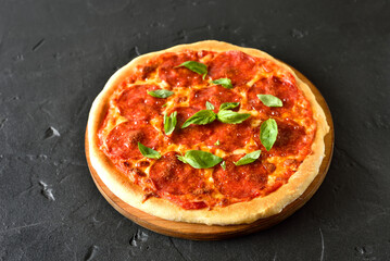 Homemade pizza pepperoni