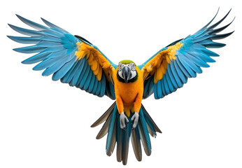 Fototapeta premium Colorful Macaw bird in forest background. ai generated.