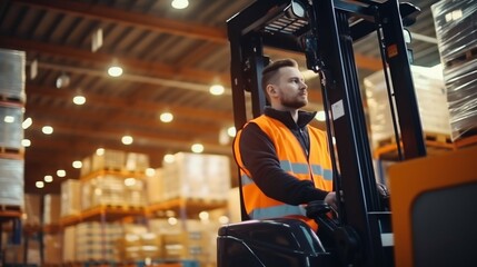 Warehouse Worker Overseeing Inventory. Generative ai
