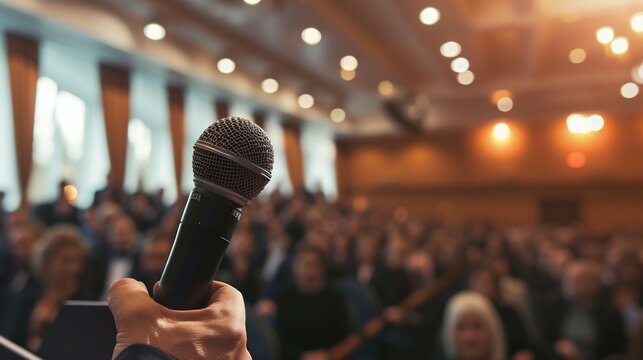 Confident Speaker at Corporate Event. Generative ai