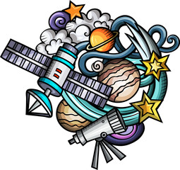 Outer Space detailed cartoon illustration