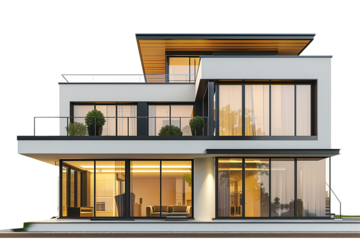 Modern Abstract Residential Building. Contemporary Style Exterior Design. Perspective View. Ai Generative
