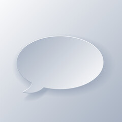 Papercut Grey White Speech Bubbles. 3D Papercraft cut talk frame icon for posters and flyers, presentation, web, social media, design, banner, stickers and stories.