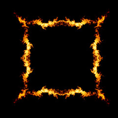 Fire frame, flame isolated on black 