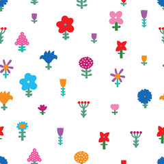 Cute floral seamless pattern with spring flower. Vintage flowers illustration. Template for fashion prints.
