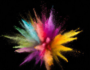 Explosion of colored powder on black background