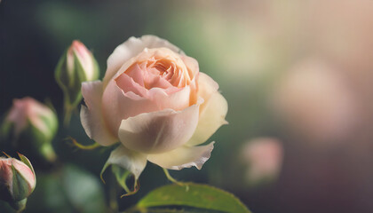 floral background_ blooming bud of a rose in soft focus