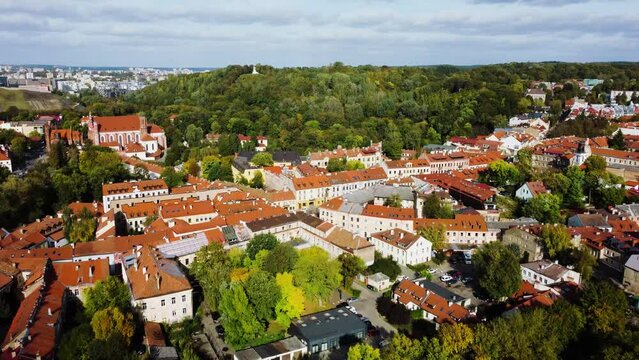 Aerial View of Uzupis in Vilnius Old Town with Old Buildings, Lithuania