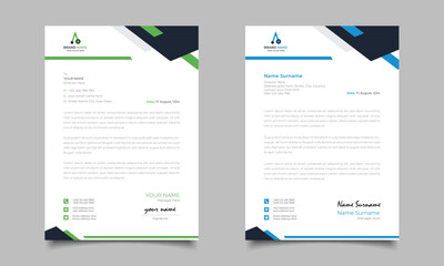 Green And Blue Modern Business Letterhead Simple clean Template Designrhead Template Design