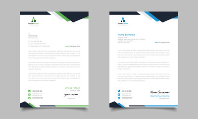 Green And Blue Modern Business Letterhead Simple clean Template Designrhead Template Design