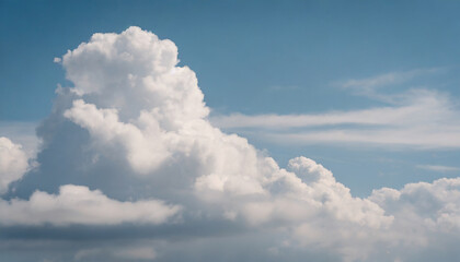 Minimalist Cloudcore White Puffy Clouds in a Serene Sky Background