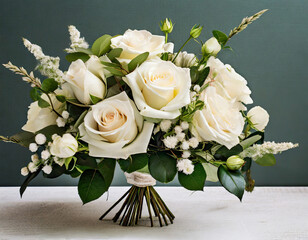 Minimalist style; a bouquet of flower arrangement with white roses