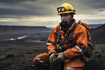 A Visionary Exploration of Mine Awareness and Safety, A Person with Safety Kit and Cutting-Edge Mine Searching Machine