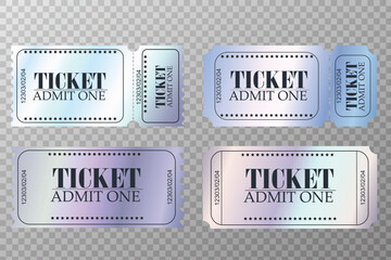 set of hologram tickets in vector
