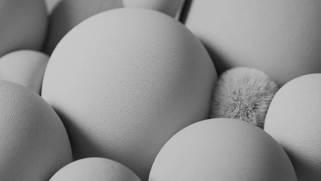 3d render abstract fashion business background advertise backdrop animation gray cotton grey cloth textile yarn squishy furry fuzzy meta balls moving fluffy jelly fiber fabric wool material metaverse