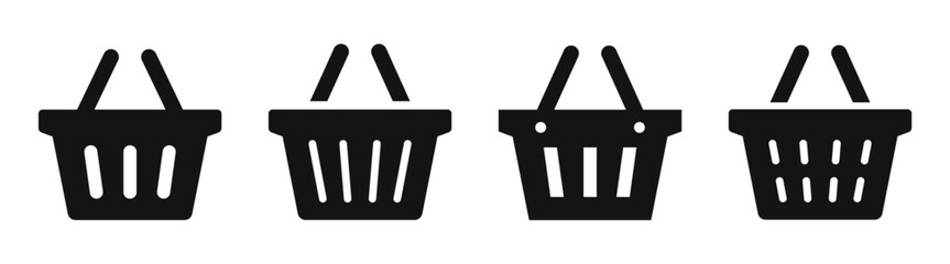 Shopping Basket icon set. Shop basket symbol. Buy buttons set. Vector illustration