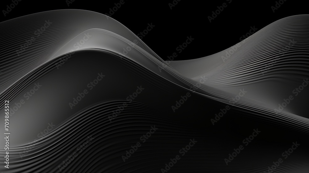 Poster dynamic anthracite net waves: abstract gray texture on black background - web design banner concept