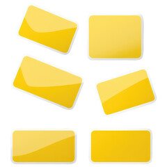 six yellow Square stickers with a glossy effect. They are set against a plain white transparent background