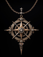 Obraz premium Metal compass pendant,created with Generative AI tecnology. 