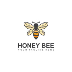 Honey bee animal logo vector. Honey label design. Organic honey product concept