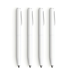 Realistic image of three white pens on a white background created with Generative Ai