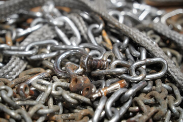 tangle of old and rusty chains