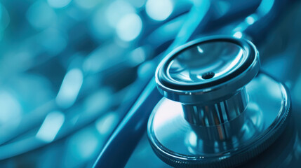 Medical blurred blue hospital background with space for text. Copy space