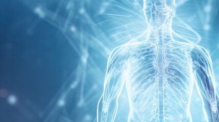 Medical blurred blue hospital background with space for text. Copy space