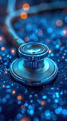 Fotobehang Medical blurred blue hospital background with space for text. Copy space © Irina Beloglazova