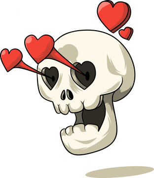 Skull fell in love at first sight vector image