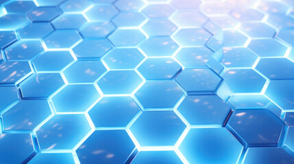 hexagon neon light blue background medical concept