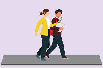 Student life concept. Colored flat vector illustration isolated.